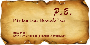 Pinterics Bozsóka névjegykártya
